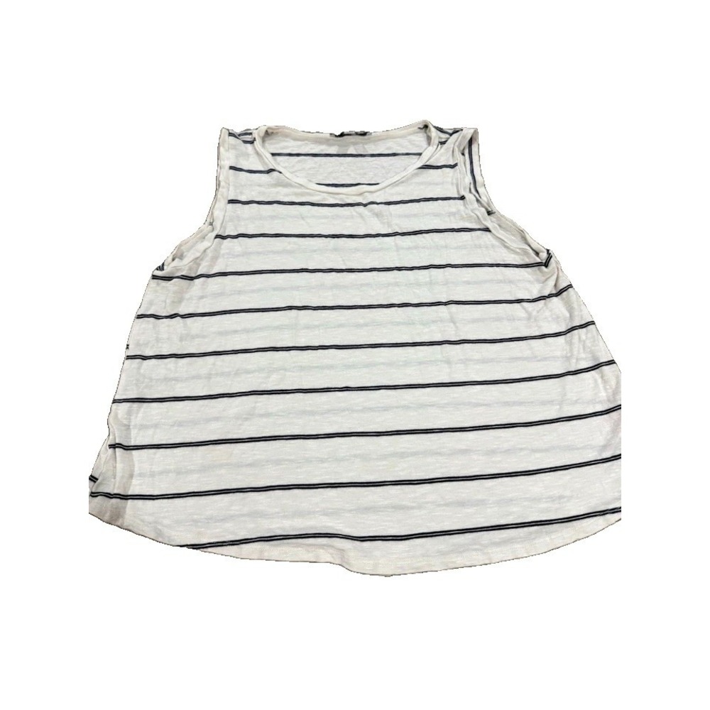 Green Envelope Los Angeles Women's L White/Blue Striped Knit Scoop Neck Tank